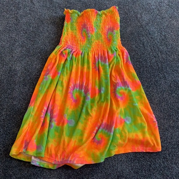 Bright Tie Dye Soft Terry Tube Sundress Cover up - Picture 5 of 6